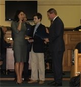 Monmouth County Sheriff Shaun Golden swears in Stephanie Murray as Mayor of Middletown