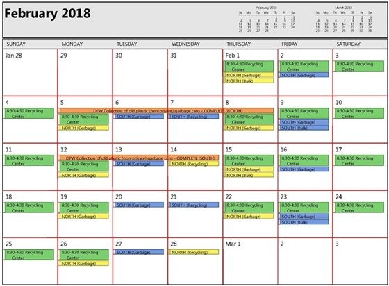 February Collection Dates 