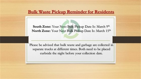 Bulk pickup reminder 