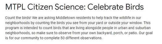 MTPL Science: Celebrate Birds 