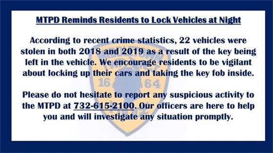 Reminder from MTPD: Don't Leave Keys in Car 