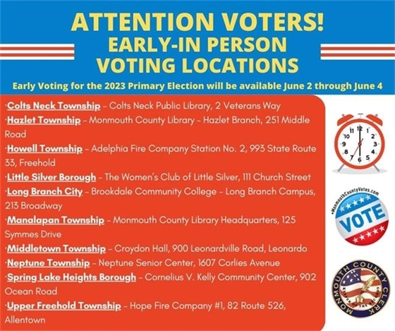 Early In-Person Voting Locations in Monmouth County