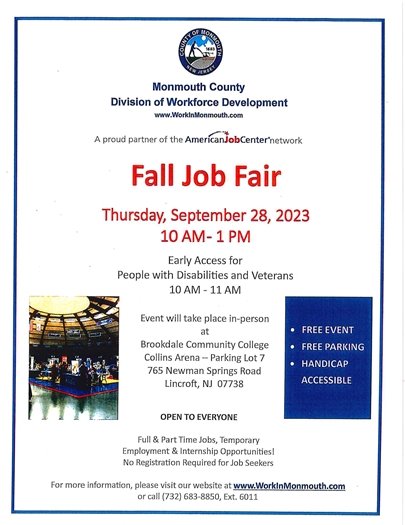 Monmouth County Division of Workforce Development Job Fair