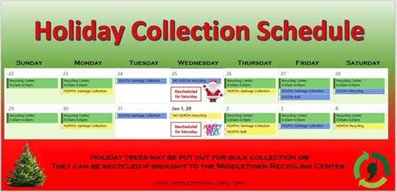 DPW HOLIDAY SCHEDULE 