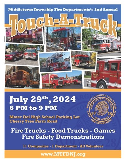 MTFD Touch-A-Truck on 7/29 from 6-9 PM at Mater Dei HS Parking Lot