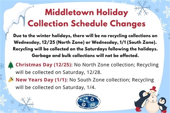 Middletown Holiday Collection Schedule Changes
