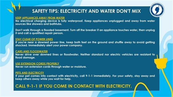 Safety tips about how electricity and water don't mix