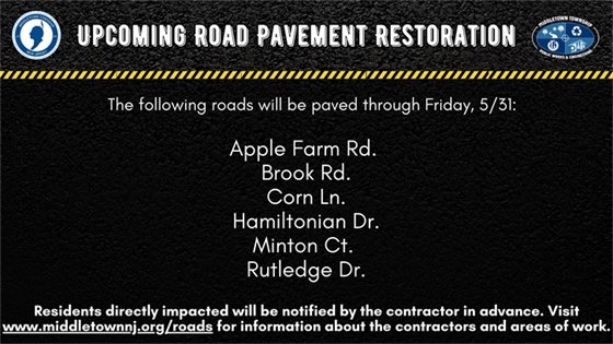 Upcoming Road Pavement Restoration