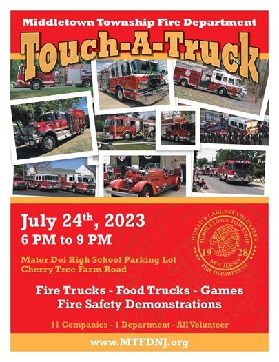 MTFD Touch-A-Truck on July 24 from 6-9 PM at Mater Dei HS Parking Lot