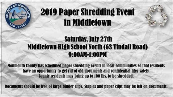 2019 Paper Shredding Events