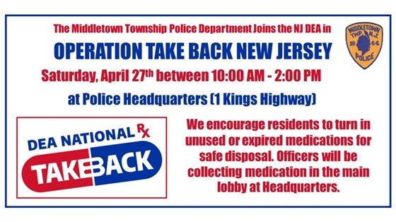 MTPD Operation Take Back: Saturday, 4/27 from 10 AM - 2 PM