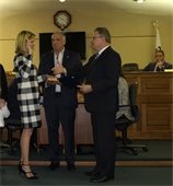 Pat Snell being sworn in on Township Committee. 