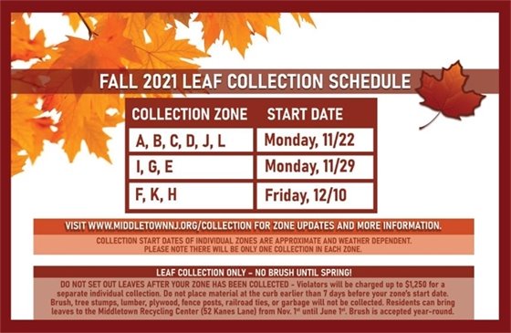 Fall 2021 Leaf Collection Schedule