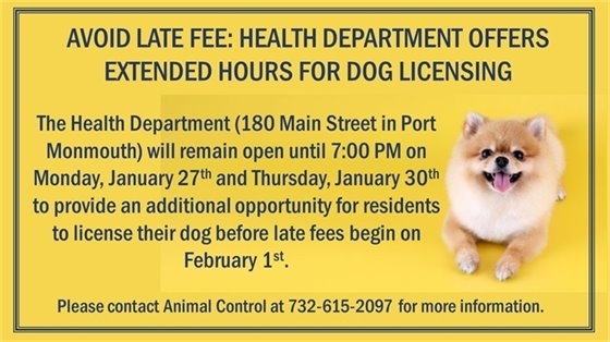 Health Department Offers Extended Hours on 1/27 and 1/30 for Dog Licensing 