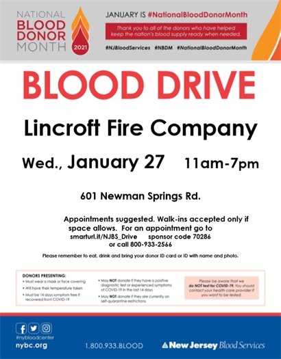 Lincroft Fire Company Blood Drive