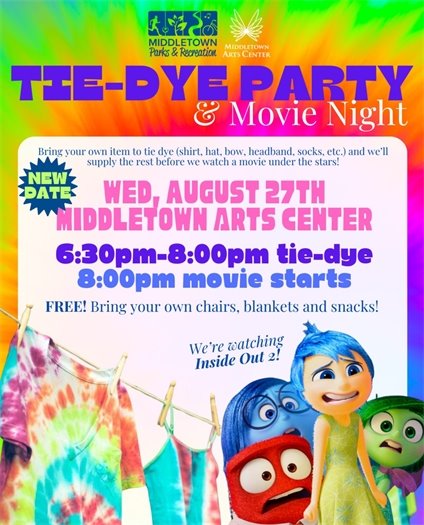 Middletown Parks & Recreation and MAC Tie-Dye Party & Movie Night