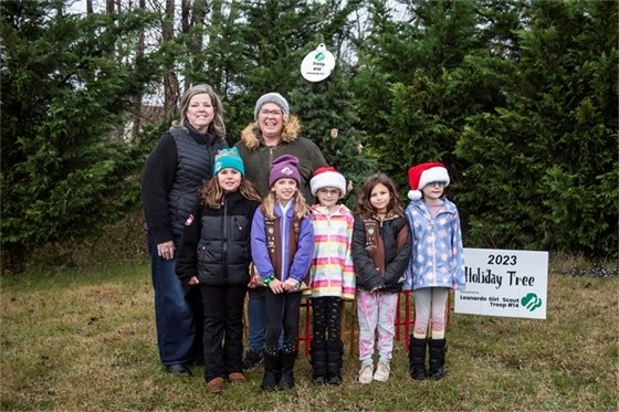 Group photo of Leonardo Girl Scout Troop #14 and Committeewoman Kimberly Kratz