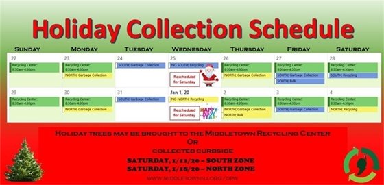 Holiday Collection Schedule 