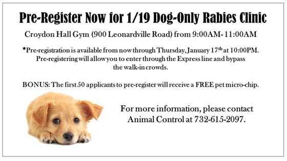 Dog Only Rabies Clinic January 19th 