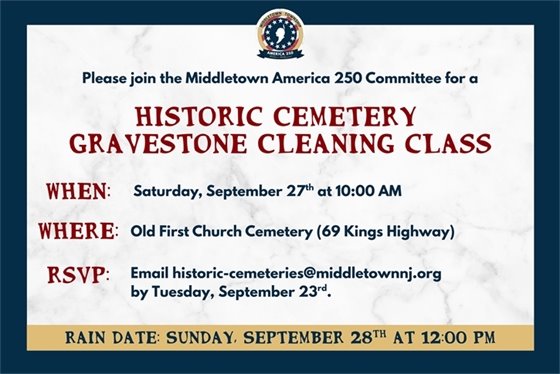 Middletown America 250 Historic Cemetery Gravestone Cleaning Class