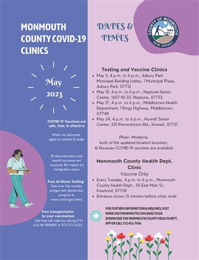 Monmouth County May 2023 COVID-19 Clinics
