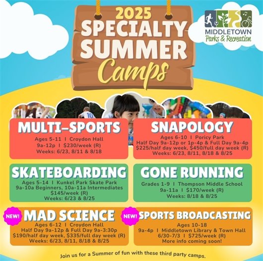Middletown Parks & Recreation 2025 Specialty Summer Camps