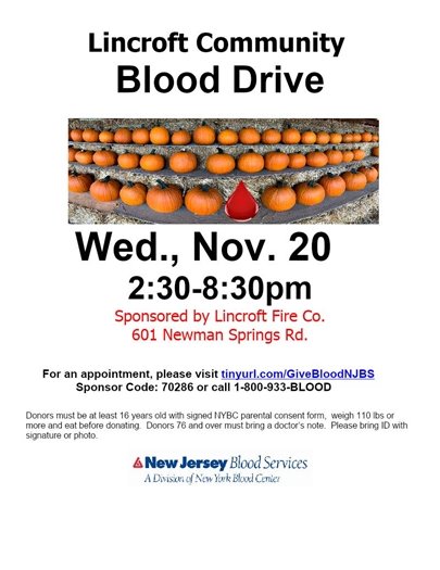 Lincroft Community Blood Drive