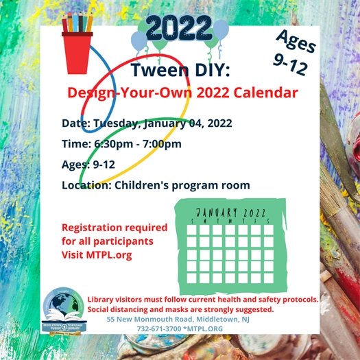 MTPL Tween DIY on Tuesday, 1/4 at 6:30 PM