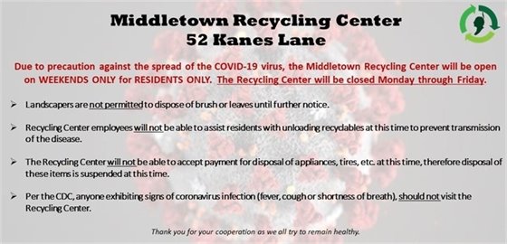 Middletown Recycling Center Closure