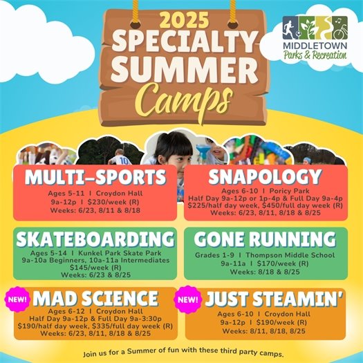 Middletown Parks & Recreation Specialty Summer Camps