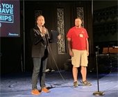 Mayor speaking to youth at Workcamp 