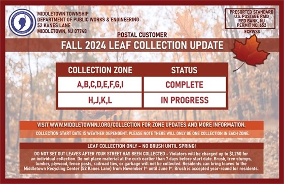 Fall 2024 Leaf Collection Schedule