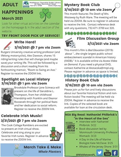 MTPL Adult Happenings for March 