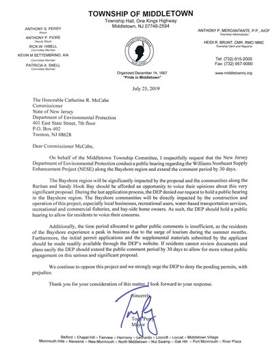 Mayor Perry letter to Commissioner McGabe