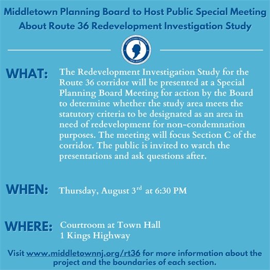 Planning Board Special Meeting Route 36 Redevelopment Investigation Study