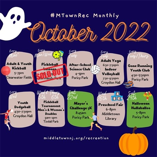 Recreation October Calendar