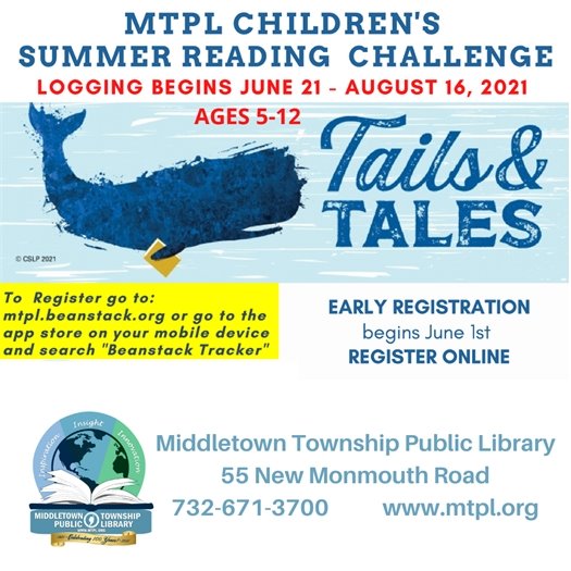 Register early for MTPL Children's Summer Reading Challenge on 6/1