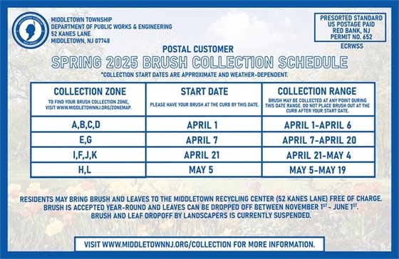 Spring 2025 Brush Collection Schedule