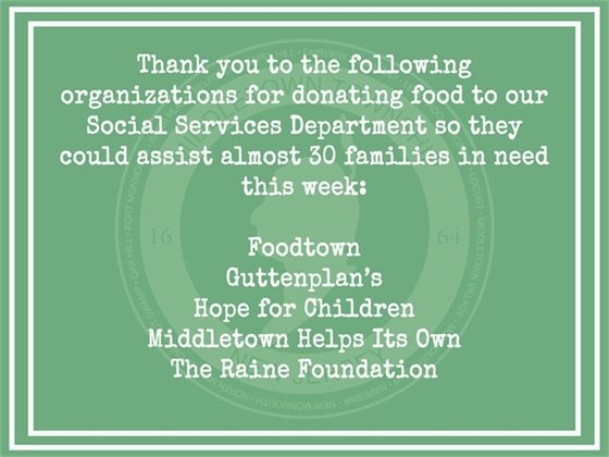 THANK YOU FOR FOOD DONATIONS 