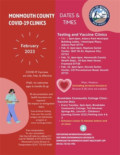 Monmouth County February 2023 COVID-19 Clinics
