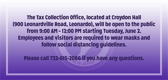 Tax Collection Open June 2nd