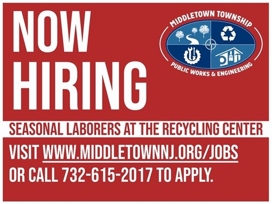 DPW is now hiring seasonal laborers at the Recycling Center
