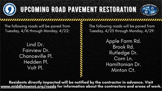 Upcoming Road Pavement Restoration