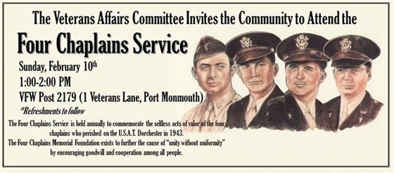 Four Chaplains Service at the VFW- Sunday, Feb. 10th 