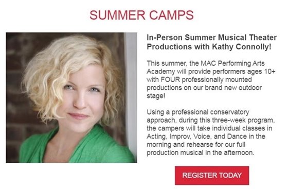 Register for MAC's In-Person Summer Musical Theater Productions with Kathy Connolly!
