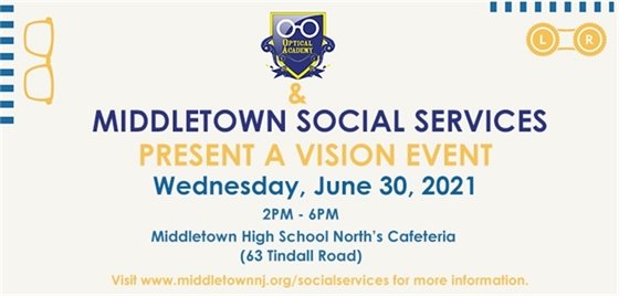 Optical Academy and Middletown Social Services Vision Event at Middletown High School North on 6/30 2 -6 PM