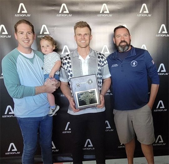 Photo of Mayor Perry and his son Grant, New York Yankees player Jake Bauers, and Committeeman Ryan Clarke, 