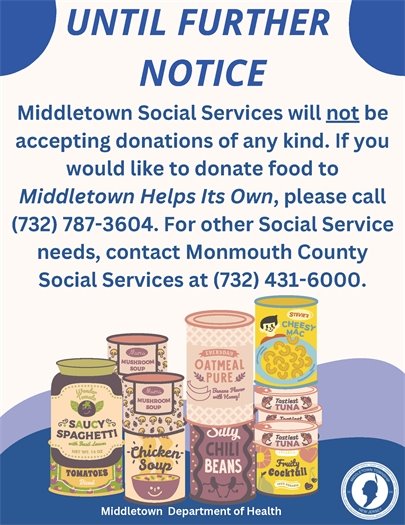Middletown Social Services is currently not accepting any donations.