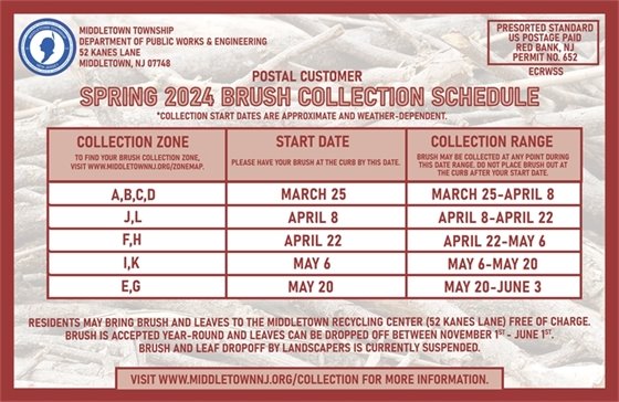 Spring 2024 Brush Collection Schedule