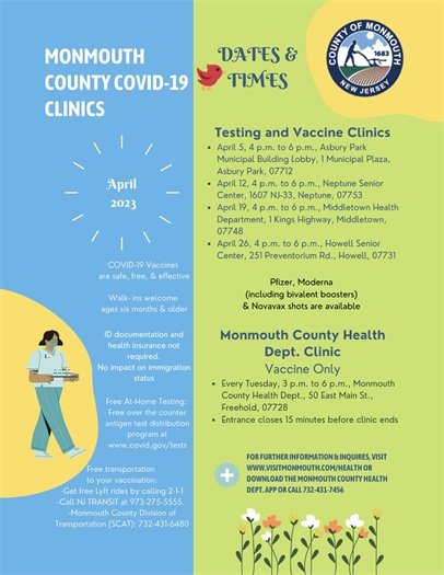 Monmouth County April 2023 COVID-19 Clinics
